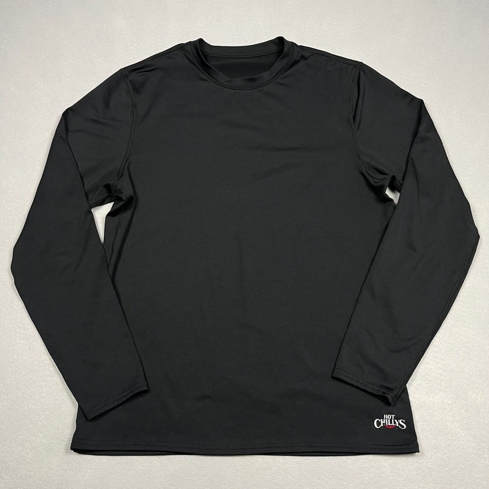 Hot Chillys Mens Micro Elite Black Thermal Base Layer Long Sleeve Shirt Large